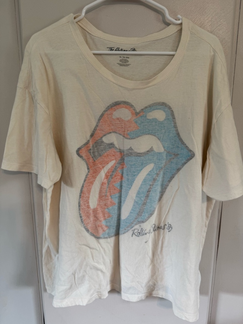 the Rolling Stones Cream Tee with Script Logo